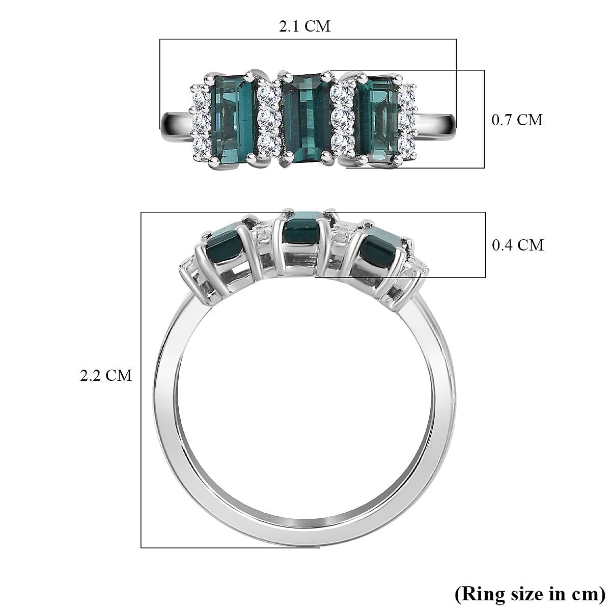 Signature Collection 950 Platinum AAAA Mutuca Indicolite & Diamond (G-H) Stone Ring 1.50 Ct. Platinum Wt 4.75 Gms