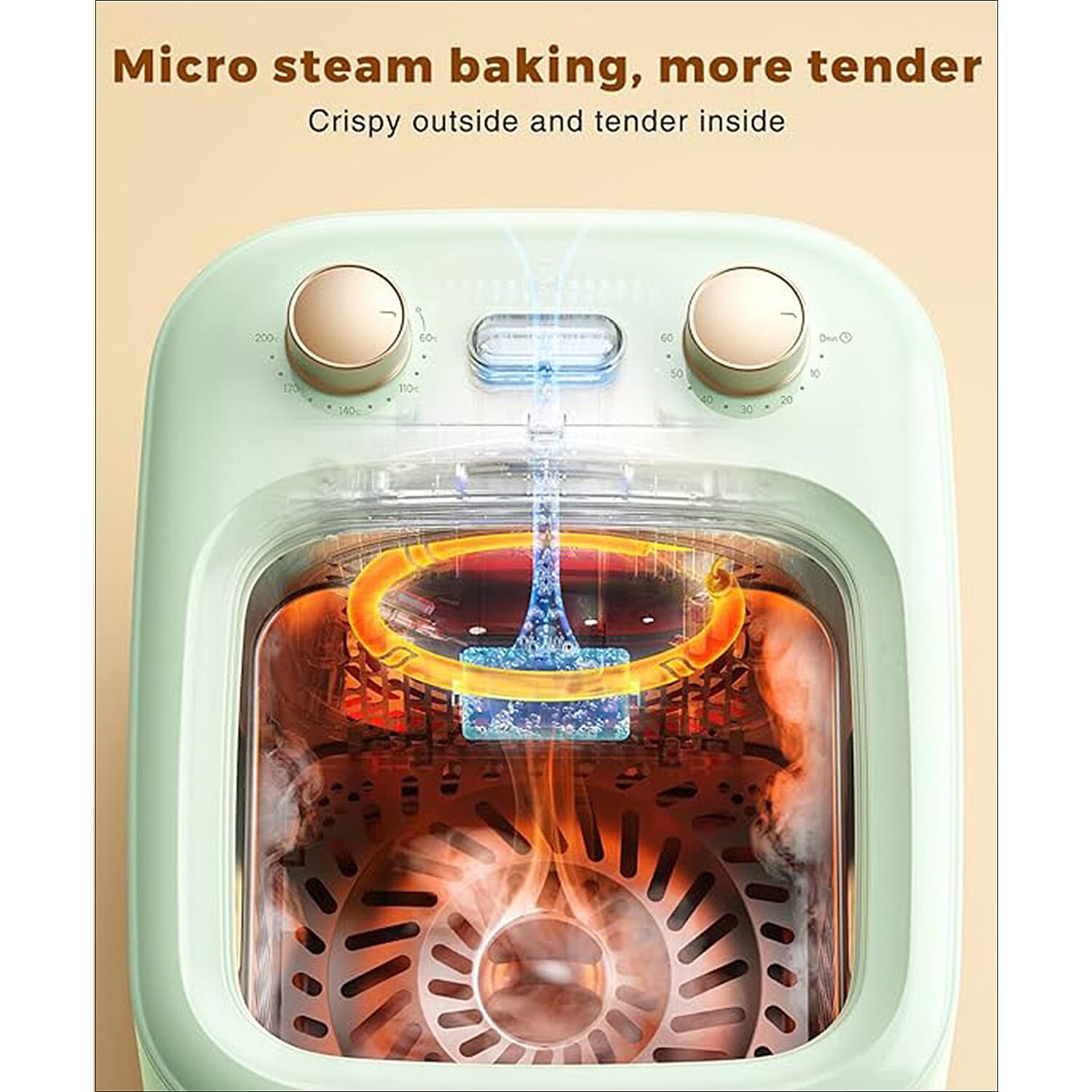 TOKIT Digital Clear View Air Fryer with Microsteam technology - Roast, Bake, Grill, Quicker and Healthier - 1300w (5L) 18Wx20Hx38D