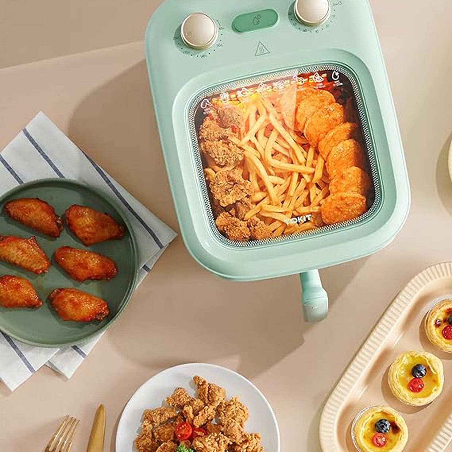 TOKIT Digital Clear View Air Fryer with Microsteam technology - Roast, Bake, Grill, Quicker and Healthier - 1300w (5L) 18Wx20Hx38D