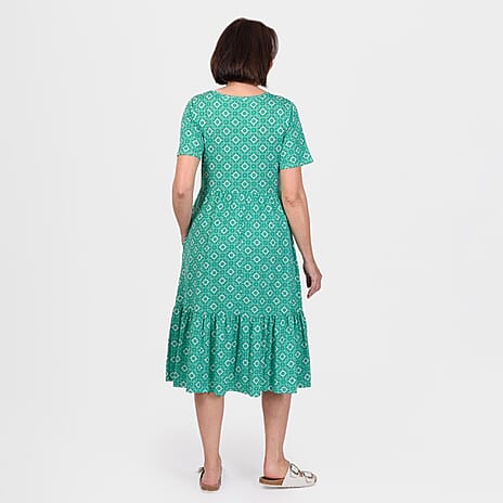 Emelia Printed Midi Dress (Size M) - Jade