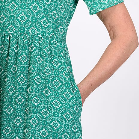 Emelia Printed Midi Dress (Size M) - Jade