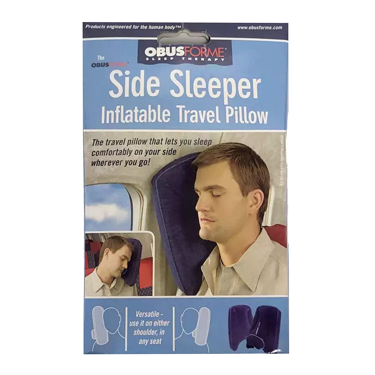 ObusForme Side Sleeper inflatable Travel Pillow - Black