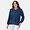 Mudflower 100% Viscose Crinkle Embroded Blouse - Navy