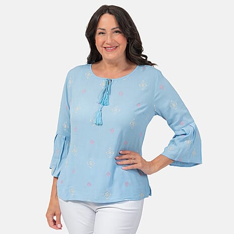 Mudflower Viscose Top (Size 1x1 cm) - COOL BLUE