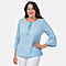 Mudflower 100% Viscose Crinkle Embroded Blouse - Cool Blue