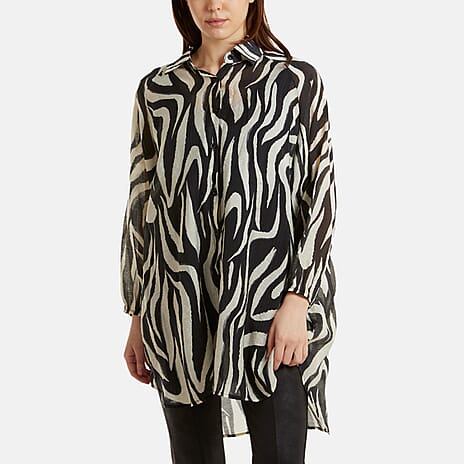 Nova of London Lightweight Zebra Printed Shirt (One Size) - Black