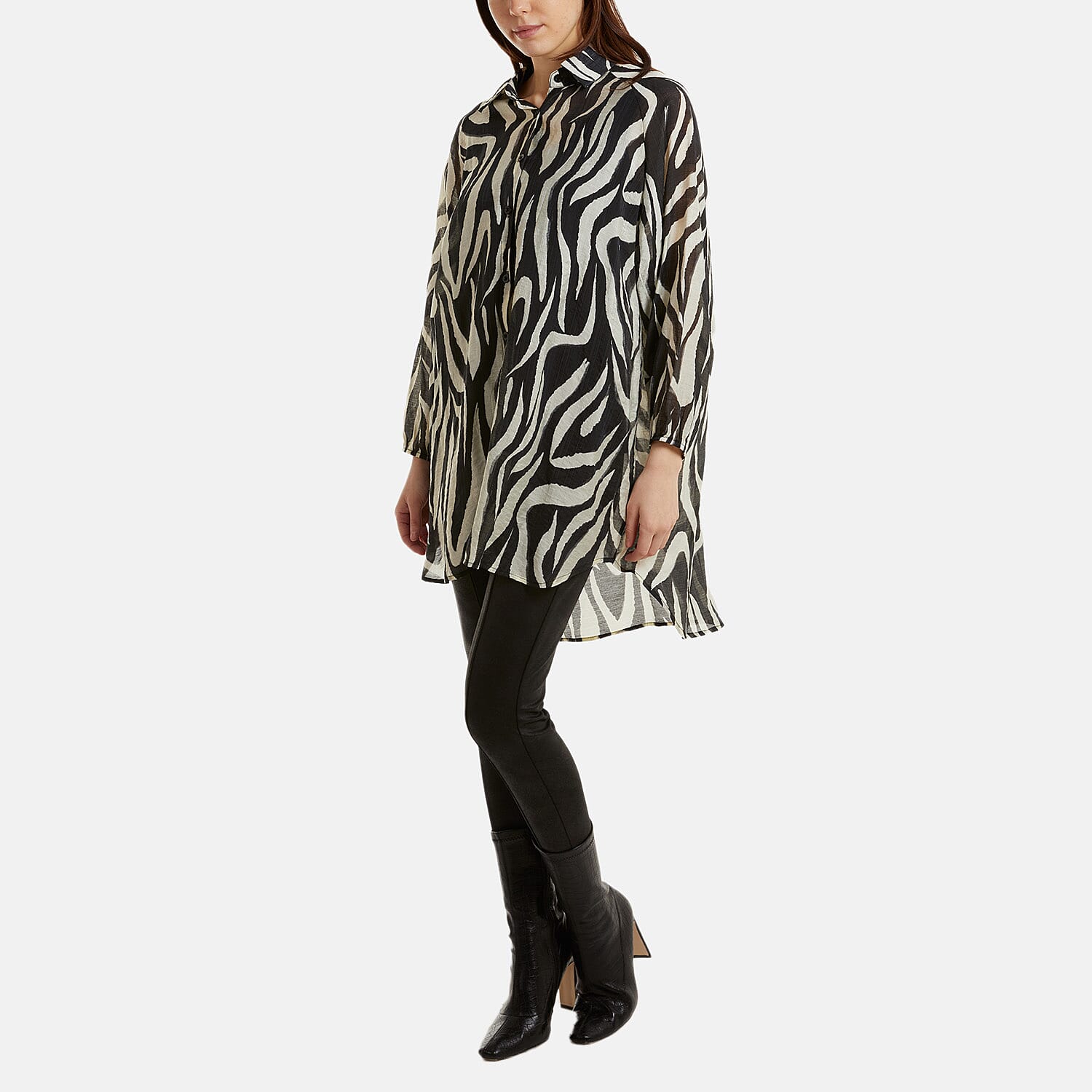 Nova of London Lightweight Zebra Printed Shirt (One Size) - Black