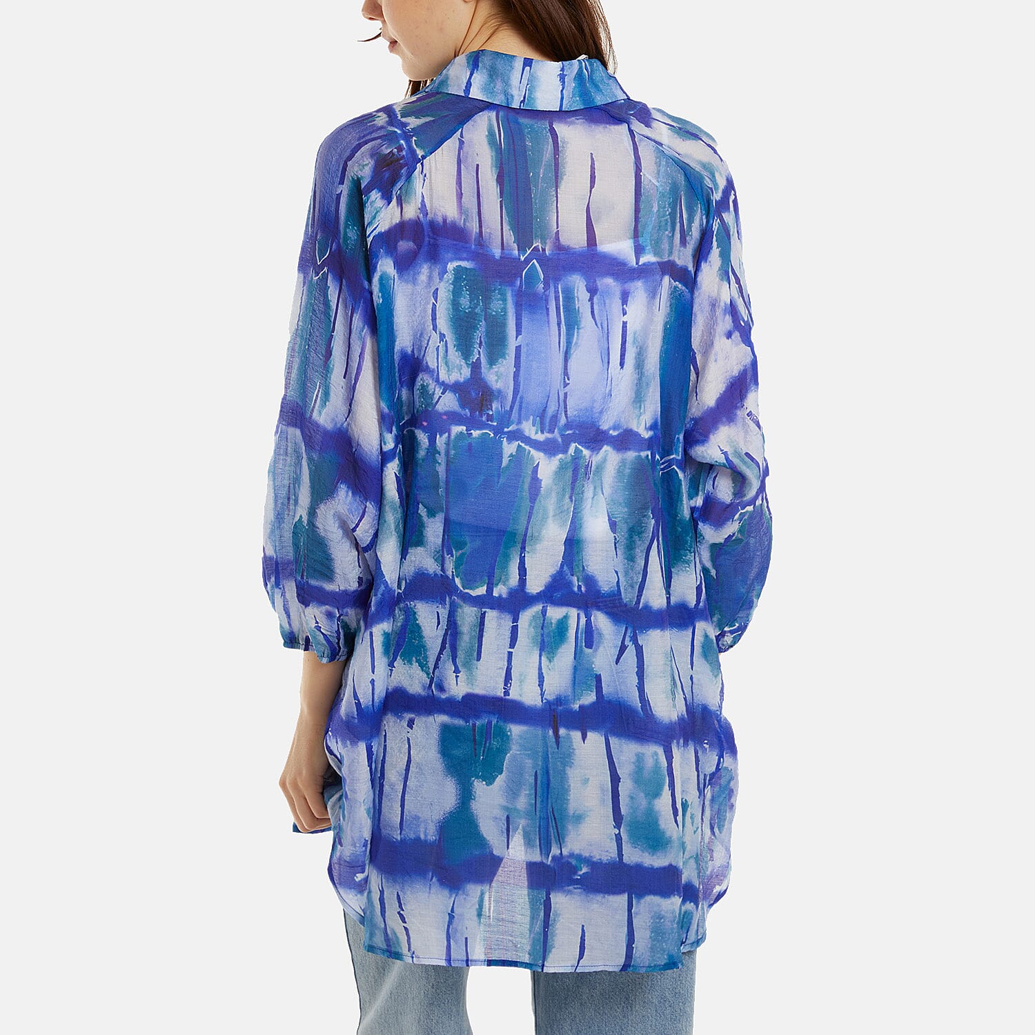Nova of London Lightweight Geometric Tie Dye Printed Shirt (One Size) - Blue