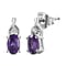 Amethyst and Natural Zircon Drop Earrings in Platinum Overlay Sterling Silver