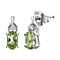 Peridot, White Zircon Solitaire Drop Earrings in Platinum Overlay Sterling Silver 1.00  Ct.