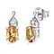 Citrine, White Zircon Solitaire Push Post Earrings in Platinum Overlay Sterling Silver 0.92 ct