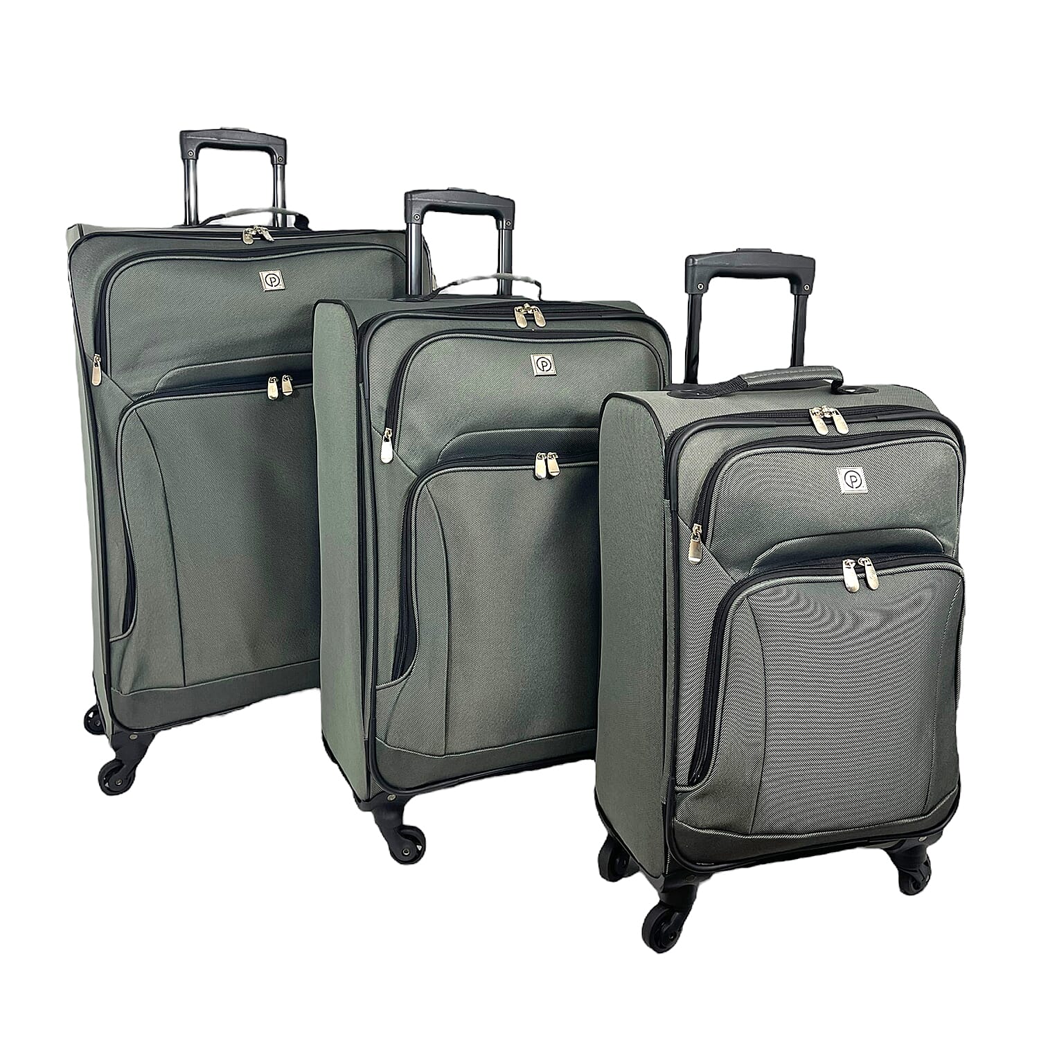 Set of 3 Soft Shell Luggage Suitcase with 360 Degree Spinner Wheels (31, 26 - 22 Inch) - Grey