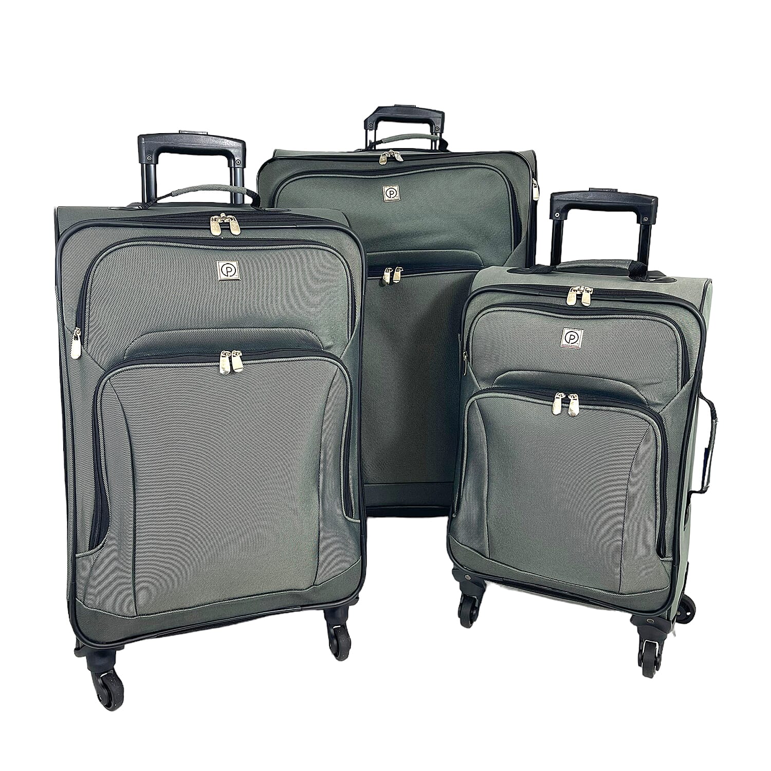 Set of 3 Soft Shell Luggage Suitcase with 360 Degree Spinner Wheels (31, 26 - 22 Inch) - Grey