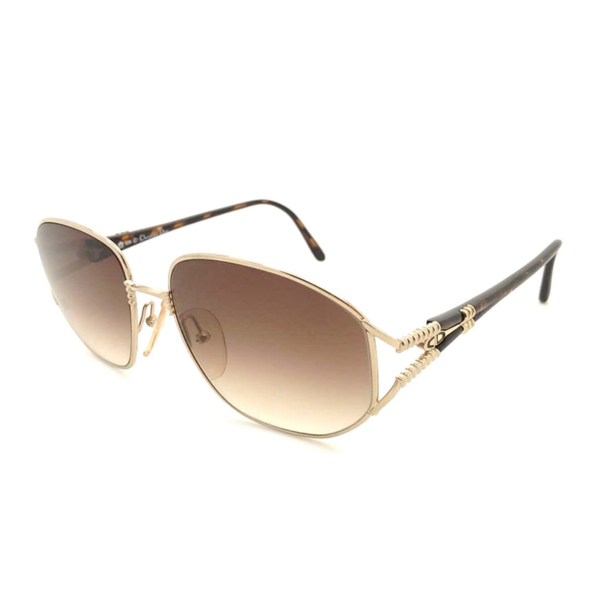 DIOR Ladies Oversized Gold Sunglasses with Brown Gradient Lenses