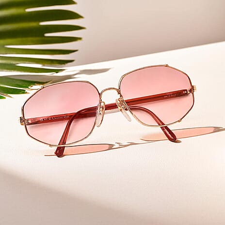 DIOR Ladies Rectangle Metal Sunglasses - Red