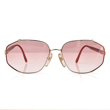 DIOR Ladies Rectangle Metal Sunglasses - Red