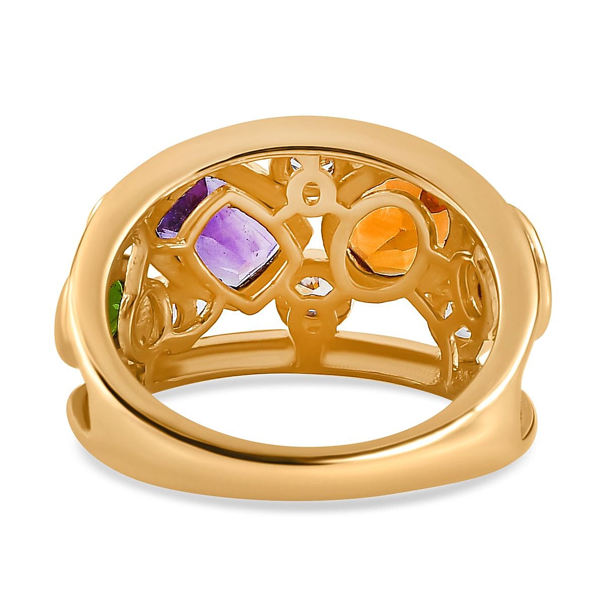 Amethyst & Multi Gemstone Ring in 18K YG Vermeil Plated Sterling Silver 2.50 Ct