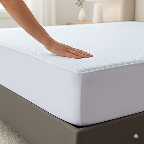 Cooling Jacquard Waterproof Mattress Protector (Single Size) - White - Blue
