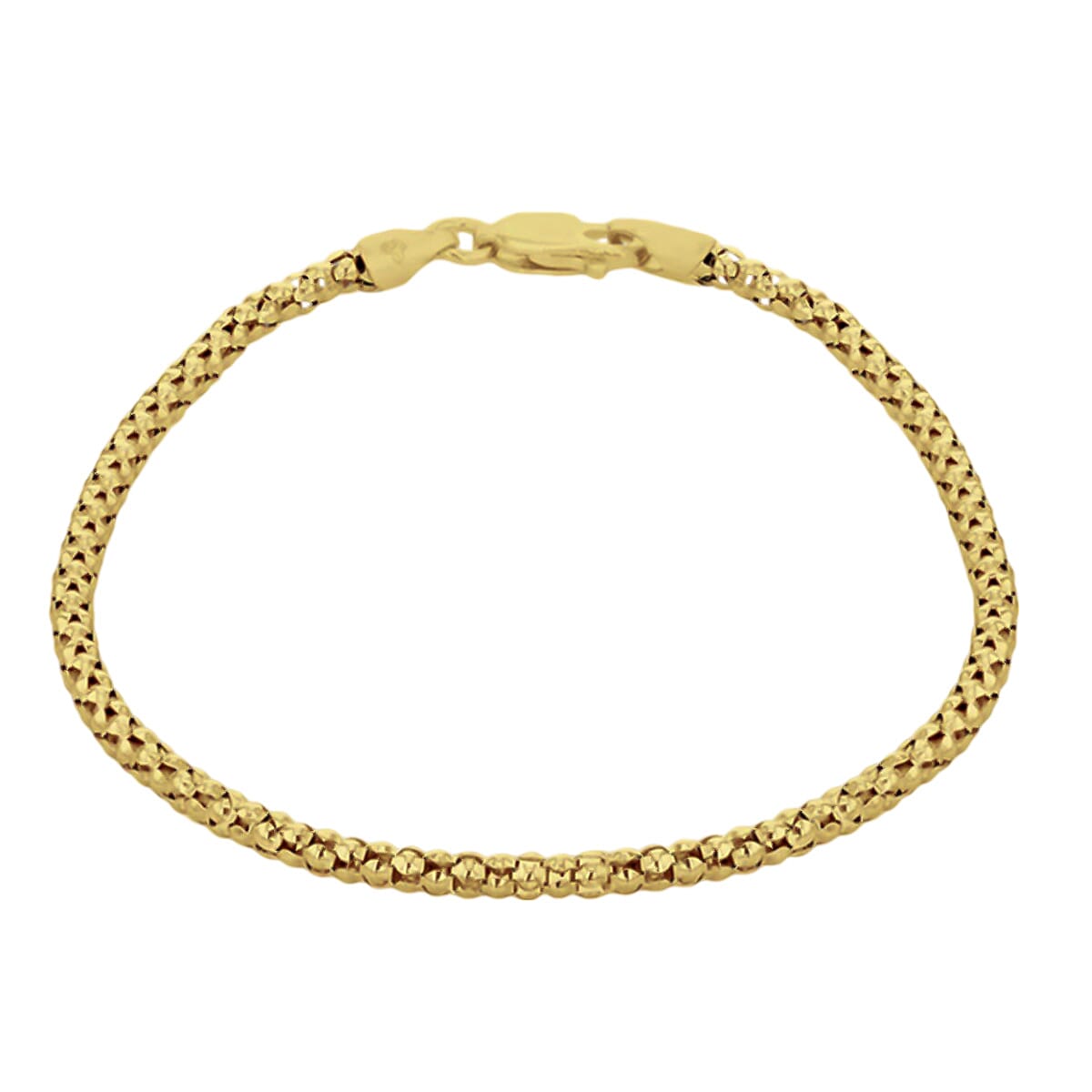 One Time Closeout - Sterling Silver Popcorn Bracelet Gold Overlay (Size - 7.5)