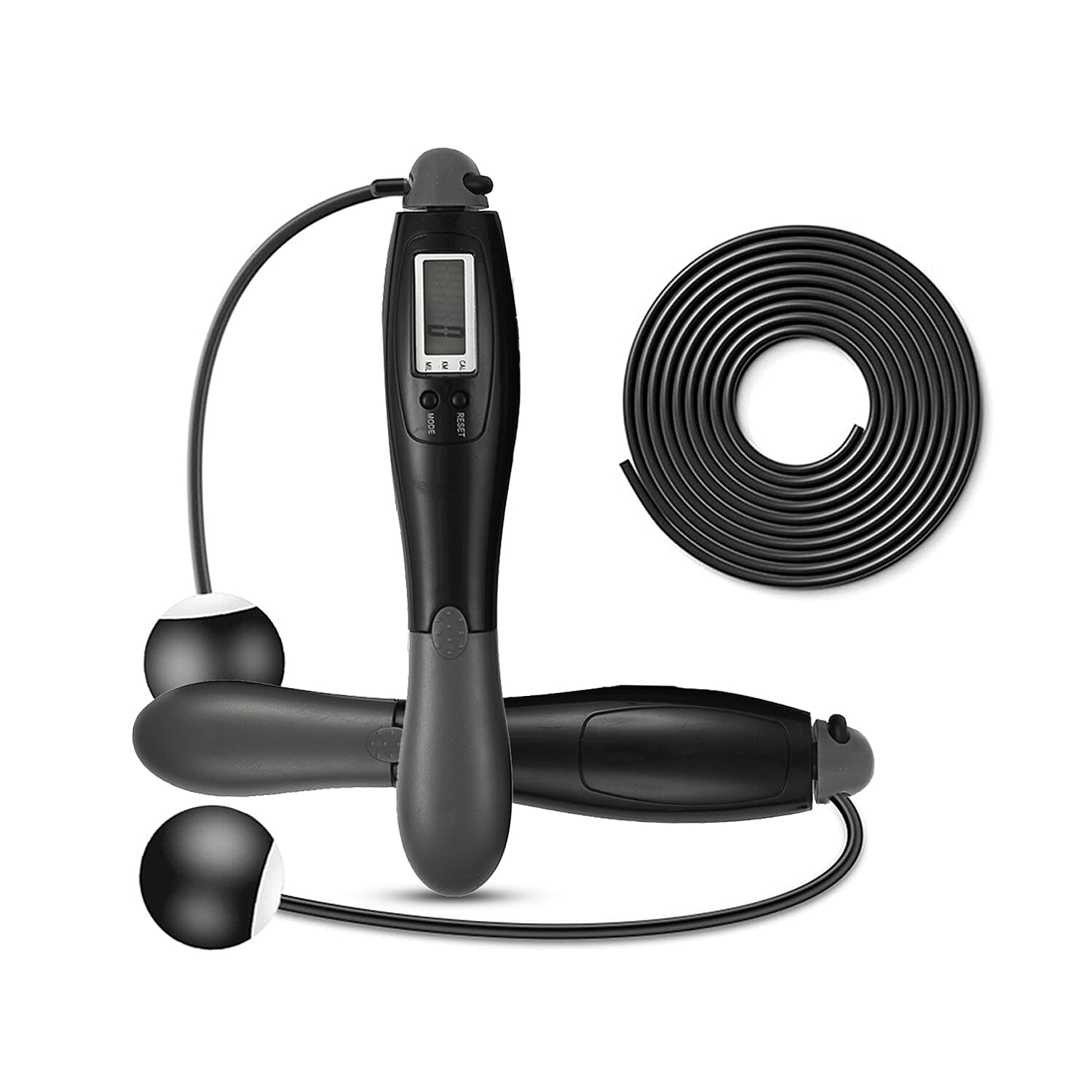 Digital Skipping Rope With & Without Rope - Black & Grey