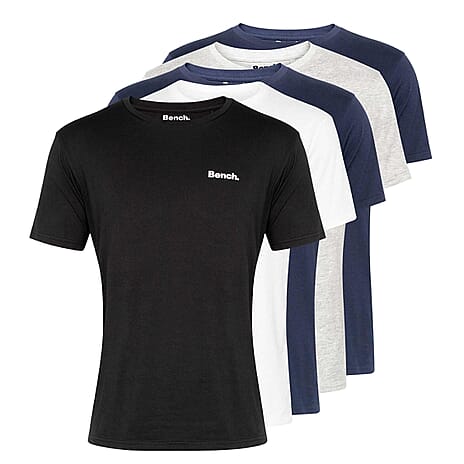 5 Pack Bench T Shirt with Free Socks (Size - XXL) -   White, Black, Grey and 2x Navy