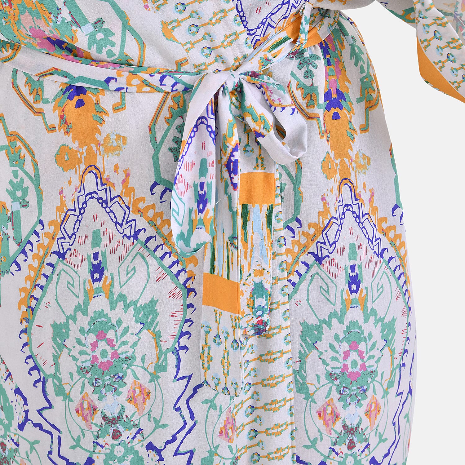 Closeout Deal 100% Viscose Flower Printed Long Kimono (One Size) - White