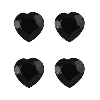 Set of Black Spinel Loose Gemstones in Heart Shape (4mm