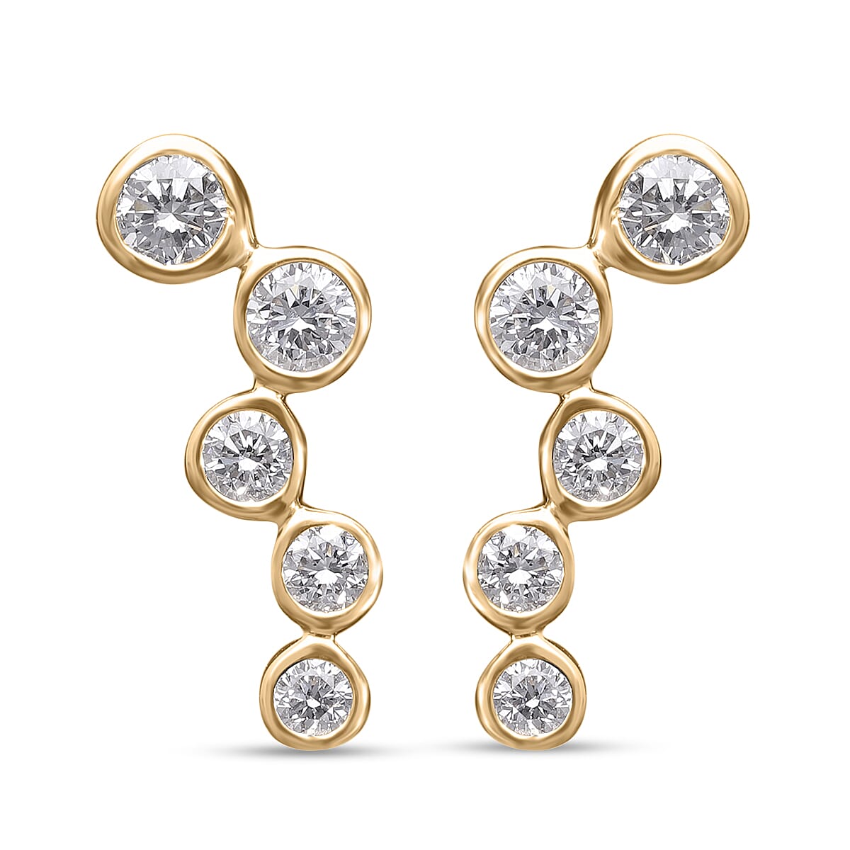 10K Yellow Gold Lab Grown Diamond Bubble Earrings 1.00 Ct