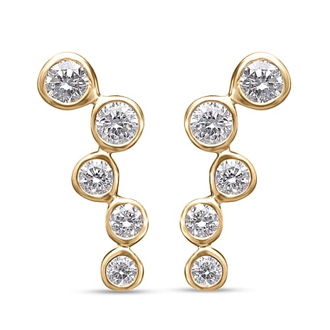 10K Yellow Gold Lab Grown Diamond Bubble Earrings 1.00 Ct