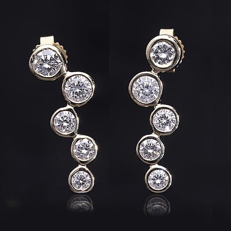 10K Yellow Gold Lab Grown Diamond Bubble Earrings 1.00 Ct