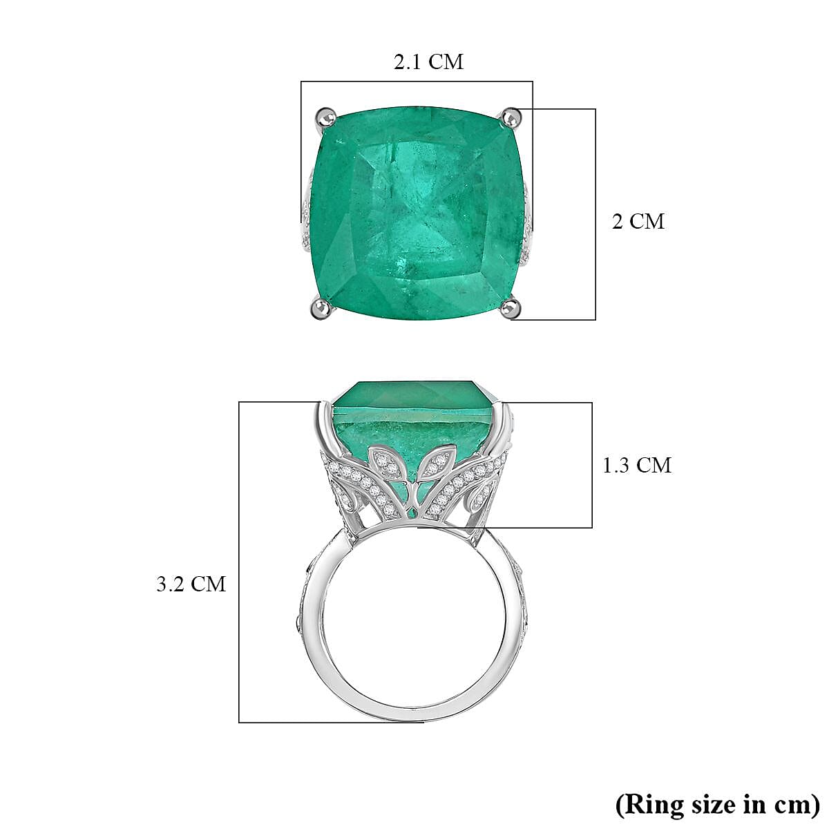 Closeout Deal - Emeraldine Quartz & Natural Zircon Ring in Platinum Overlay Sterling Silver 26.10 Ct