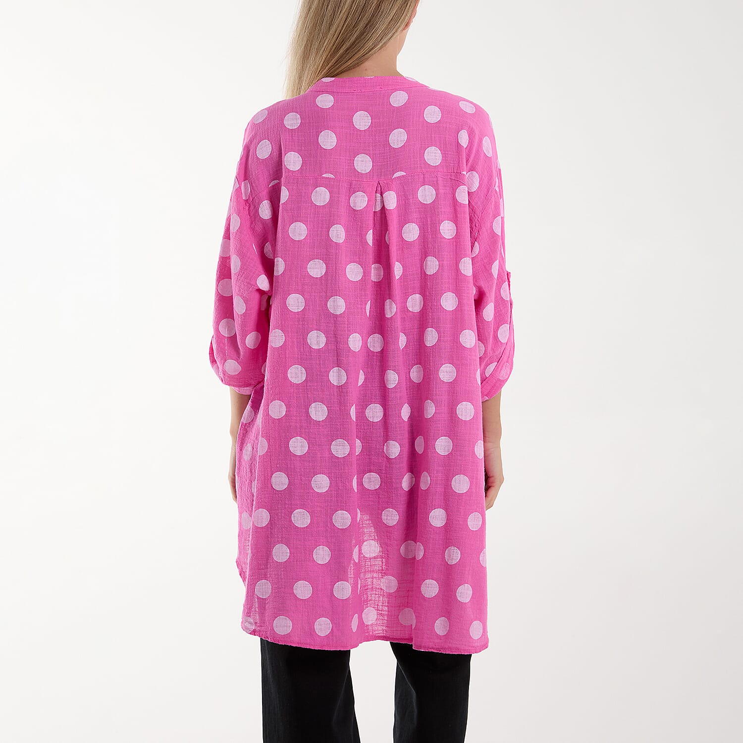 Moda Italia Polka Dot 100% Cotton Shirt (One Size 8-20) - Pink