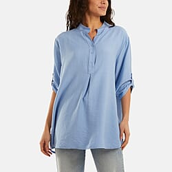 Nova of London Grandad Collar Tied Up Sleeve Blouse