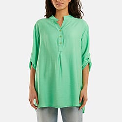 Nova of London Grandad Collar Tied Up Sleeve Blouse