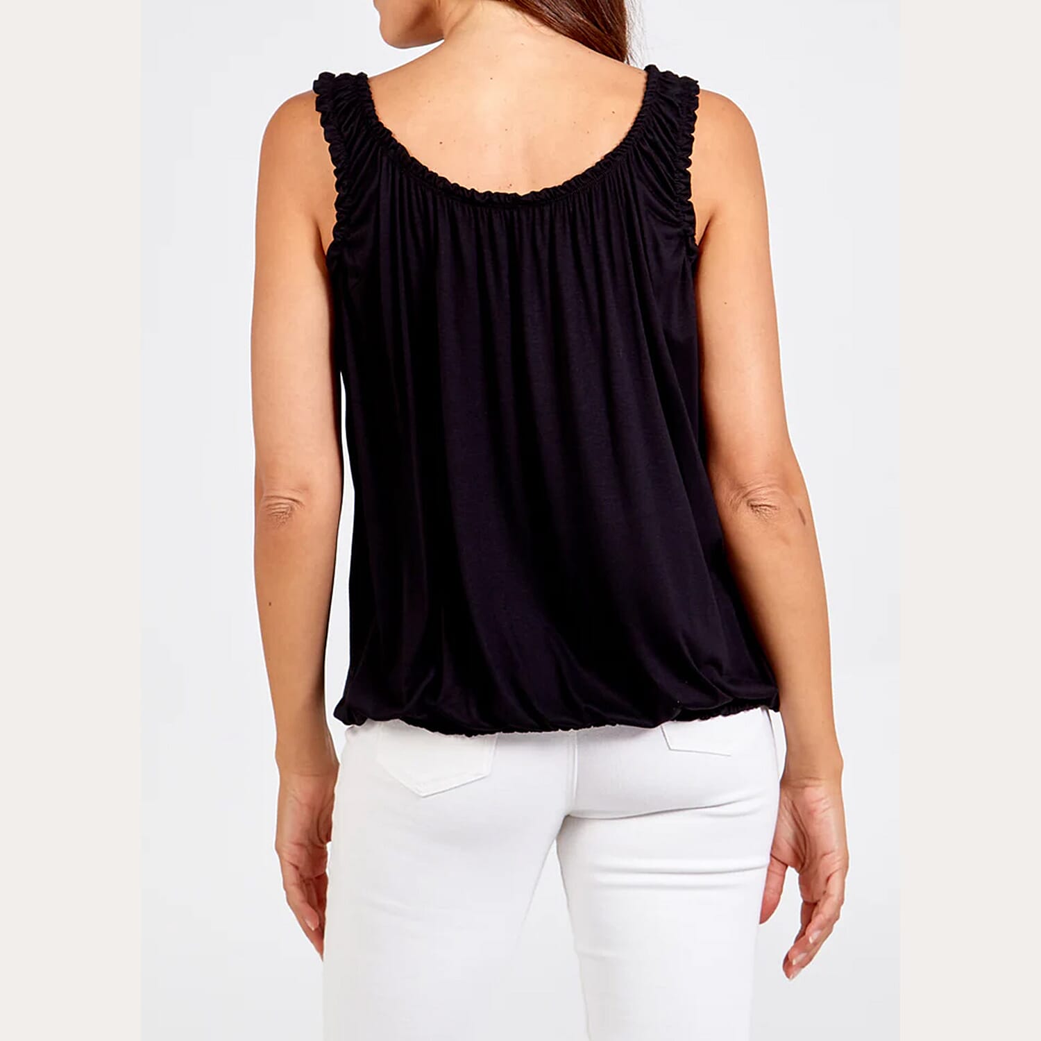 Nova of London Balloon Ruffle Neck Vest (One Size) - Black