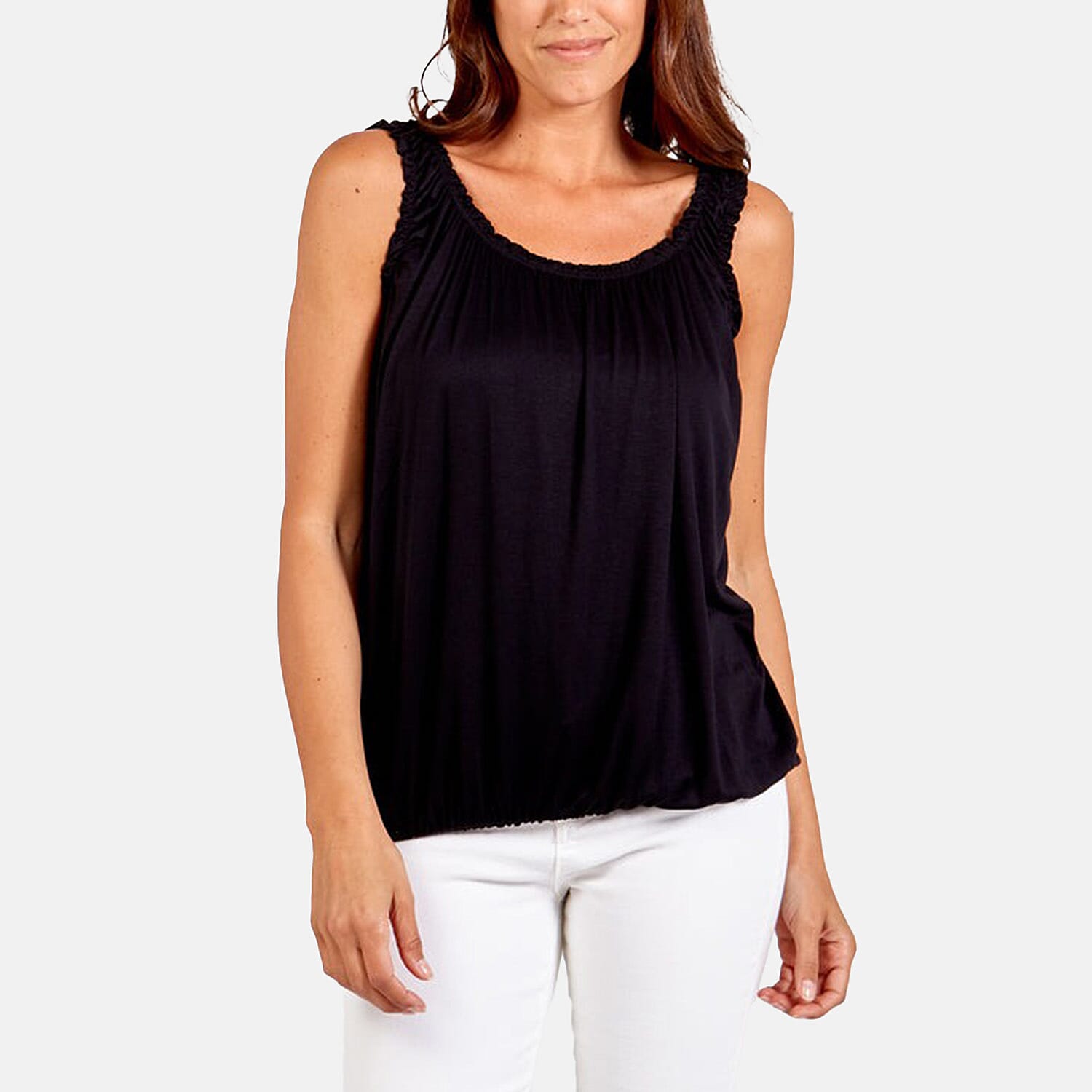 Nova of London Balloon Ruffle Neck Vest (One Size) - Black