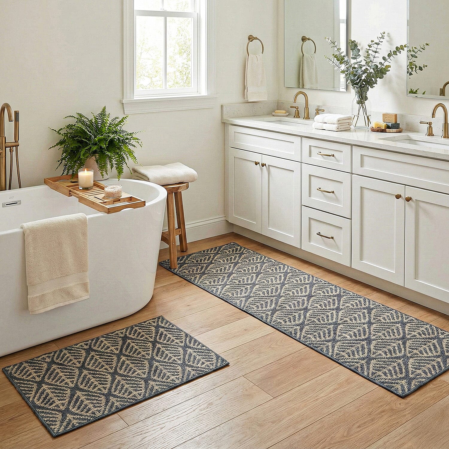 Leaf Pattern Rug - Door Mat (Size 150x50cm) - Grey