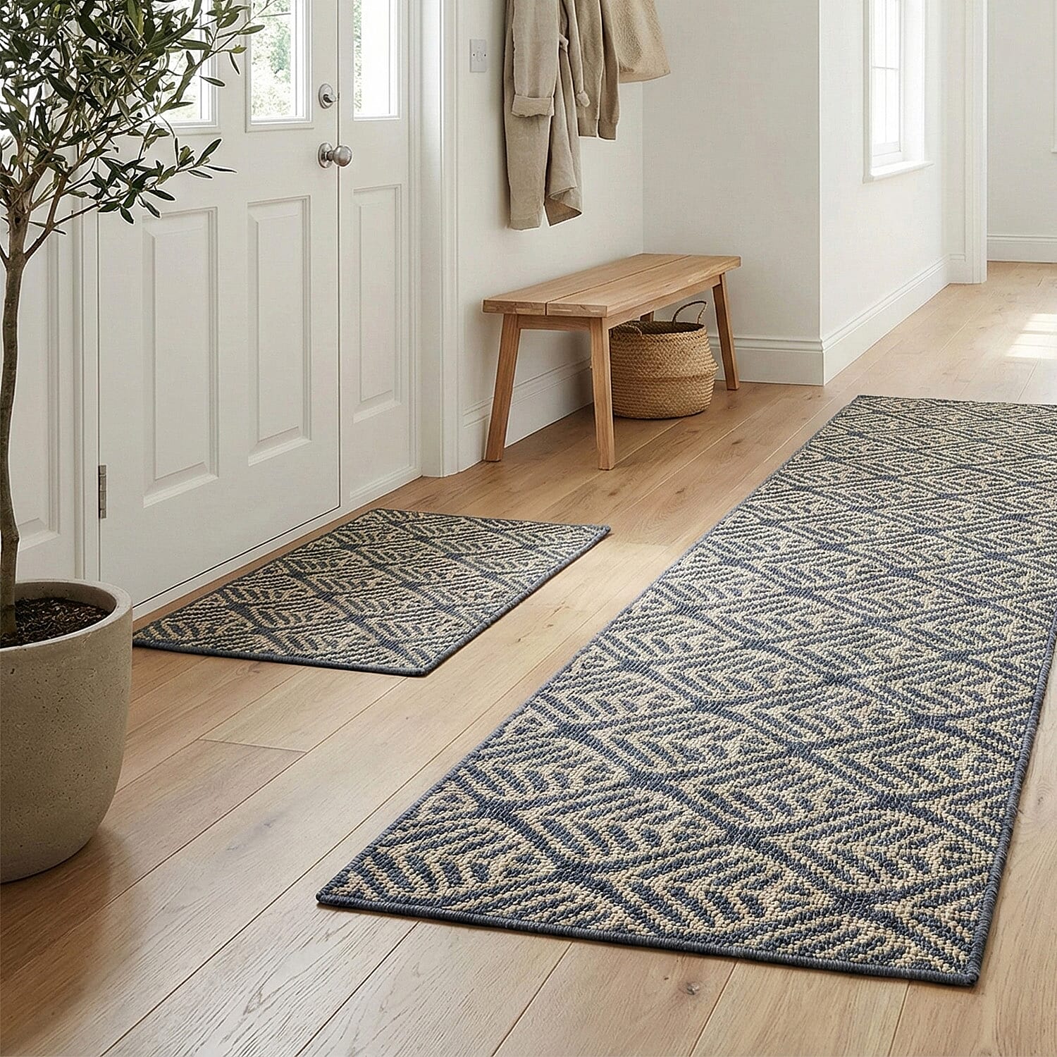 Leaf Pattern Rug - Door Mat (Size 150x50cm) - Grey