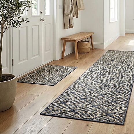 Leaf Pattern Rug - Door Mat (Size 150x50cm) - Grey