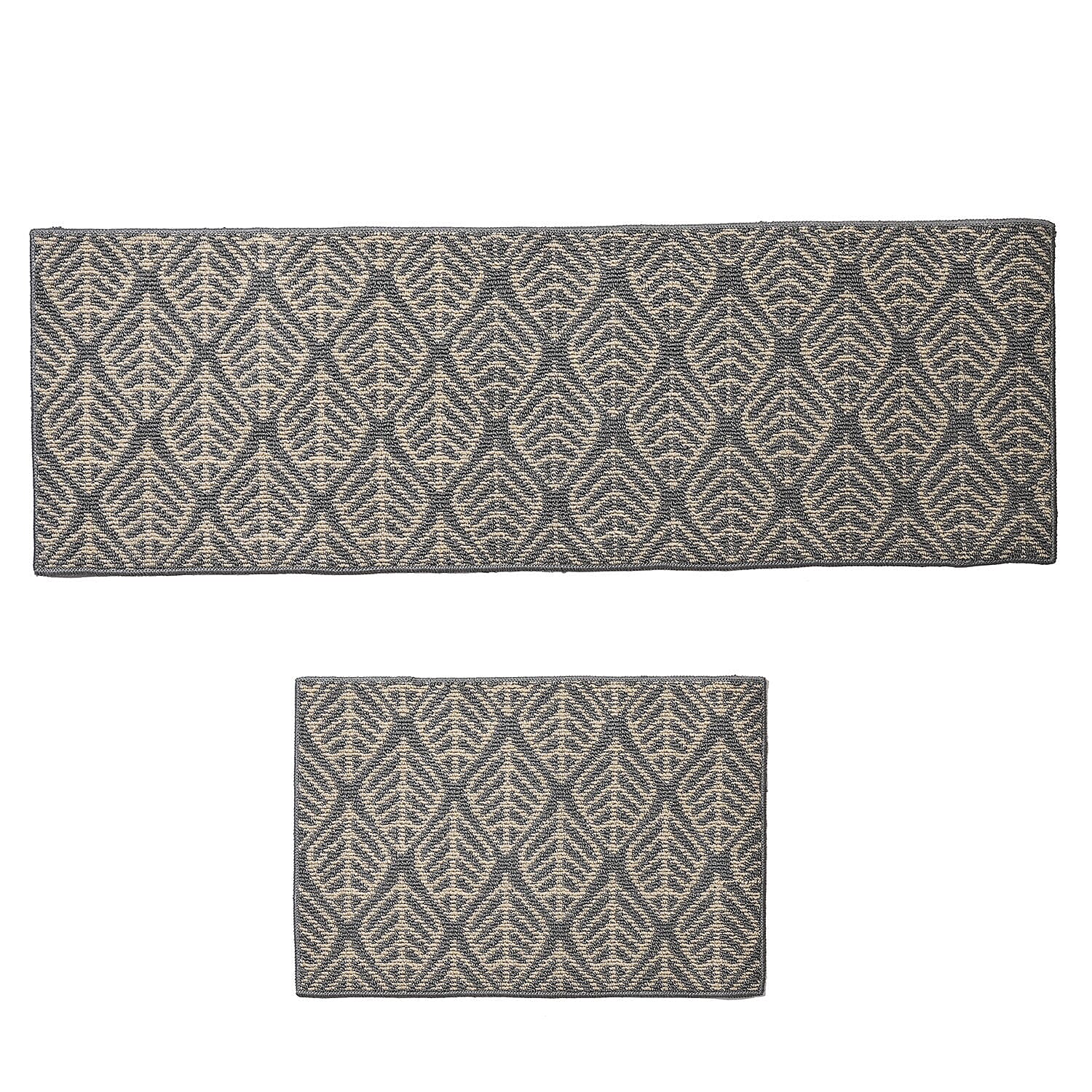 Leaf Pattern Rug - Door Mat (Size 150x50cm) - Grey