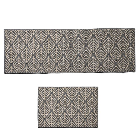Leaf Pattern Rug - Door Mat (Size 150x50cm) - Grey