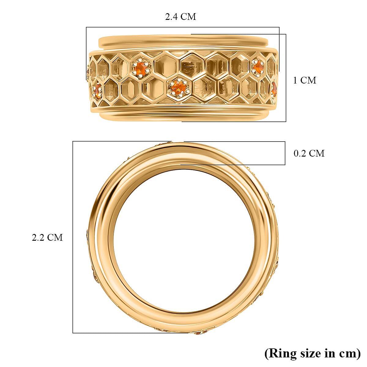 GP Honeycomb Collection - Fire Opal Spinner Ring in 18K Yellow Gold Vermeil Plated Sterling Silver GP Honeycomb Collection - Fire Opal Spinner Ring in 18K Yellow Gold Vermeil Plated Sterling Silver