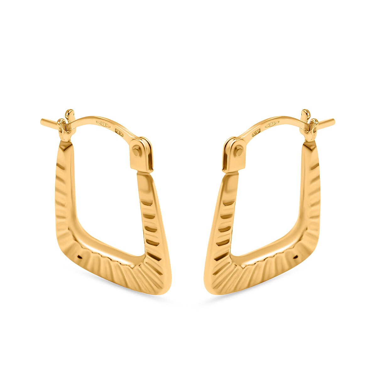Hatton Garden Closeout - 9K Yellow Gold Ribbed Handbag Creole Earrings