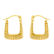 Hatton Garden Closeout - 9K Yellow Gold Ribbed Handbag Creole Earrings