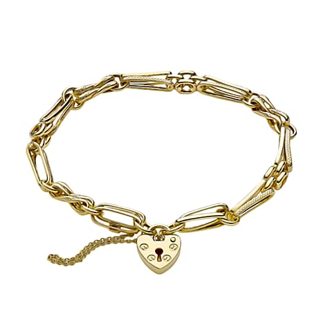 Limited Edition Infinity Collection - 9K Yellow Gold Panther & Diamond Cut Paper Link Bracelet (Size - 7.5) Gold Wt. 6.10 Gms