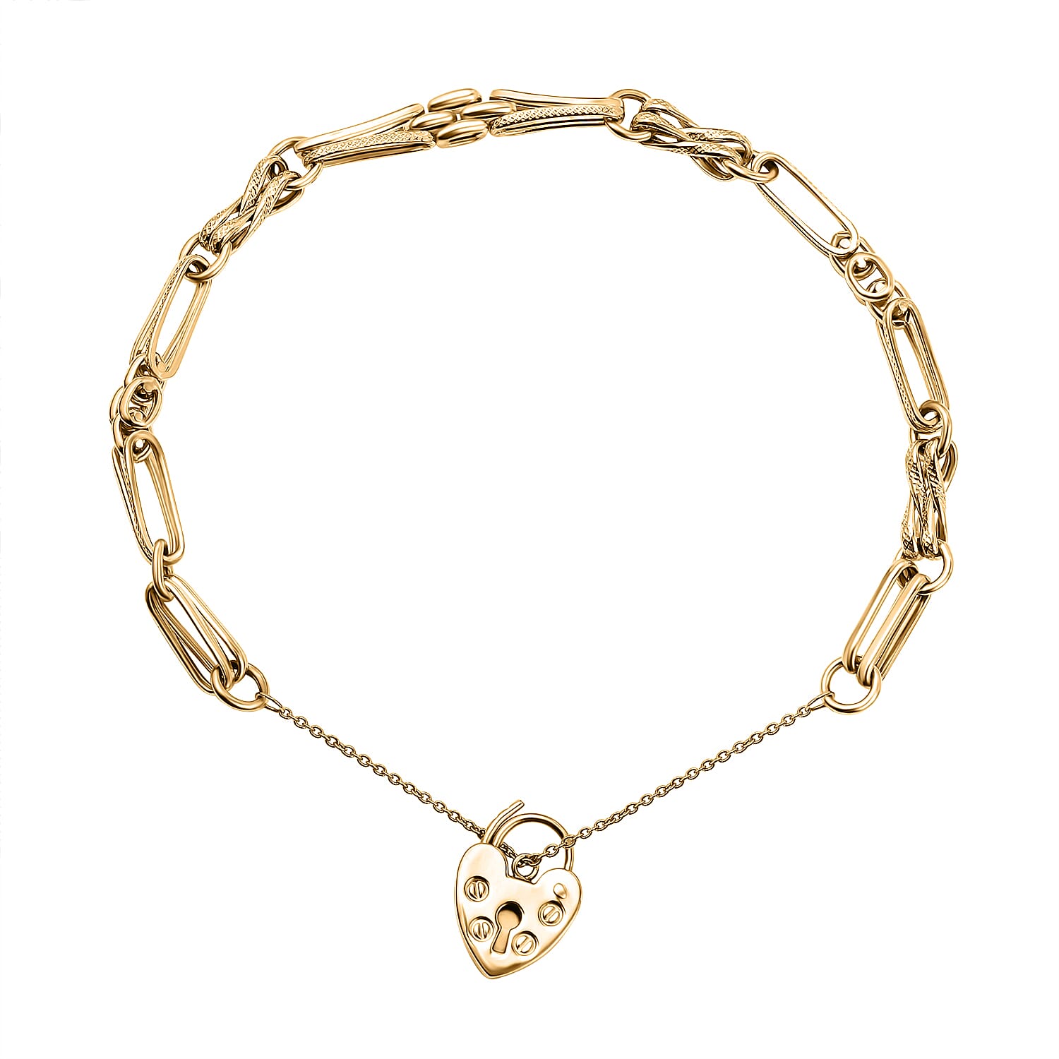 Limited Edition Infinity Collection - 9K Yellow Gold Panther & Diamond Cut Paper Link Bracelet (Size - 7.5) Gram Wt - 6.10 Gms