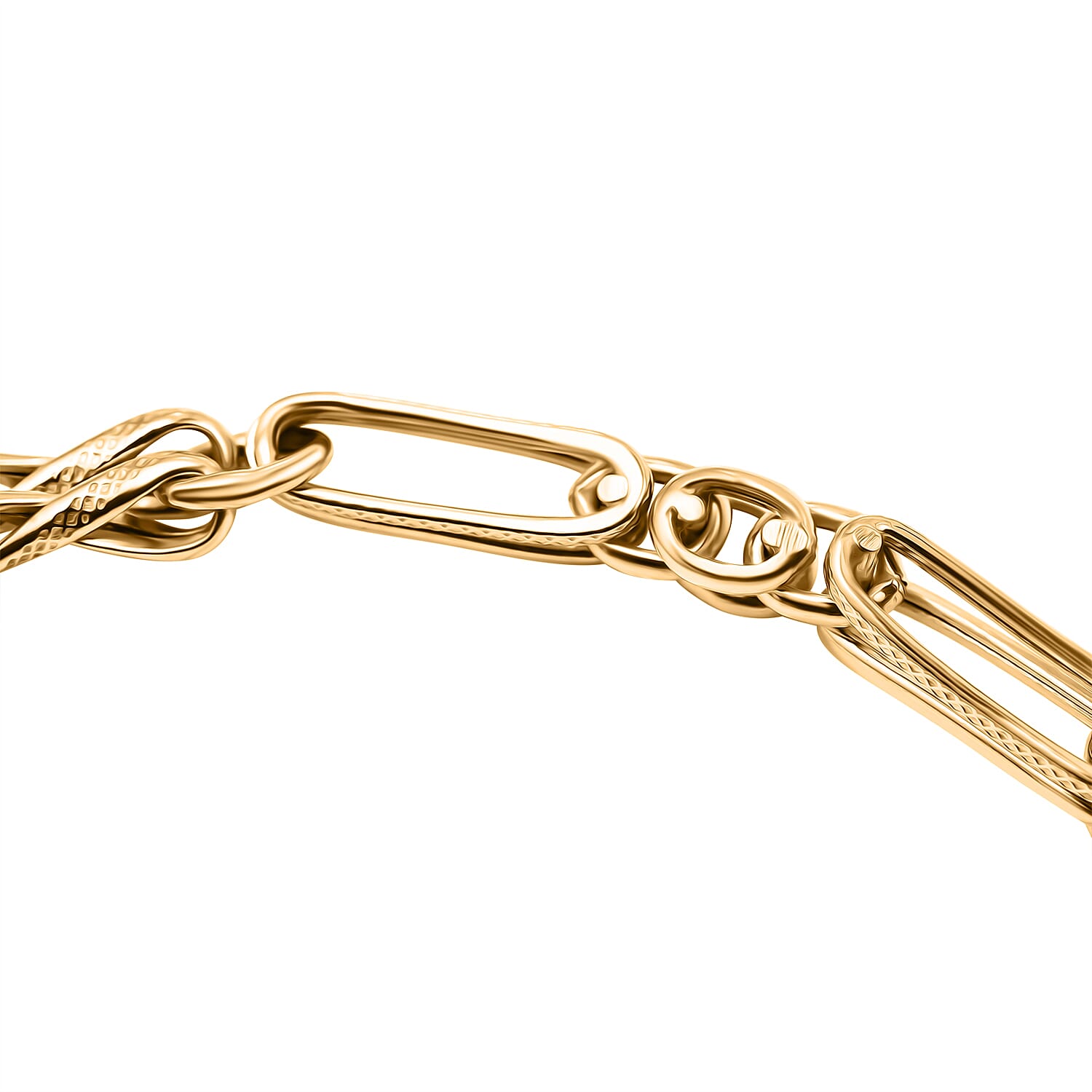 Limited Edition Infinity Collection - 9K Yellow Gold Panther & Diamond Cut Paper Link Bracelet (Size - 7.5) Gram Wt - 6.10 Gms