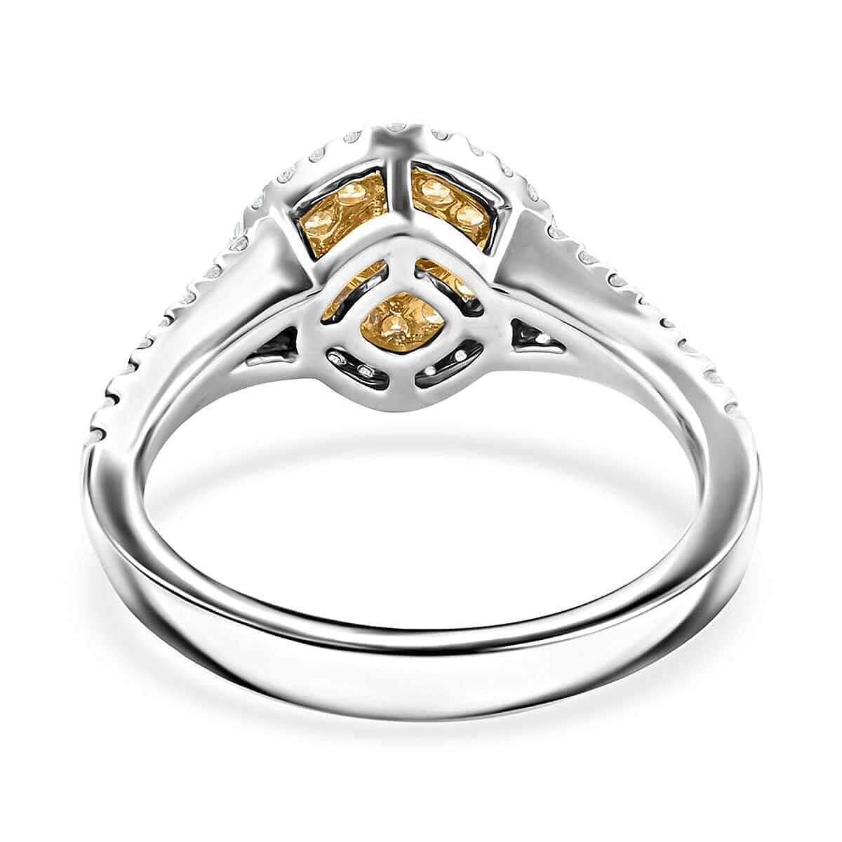 MODANI Collection - 14K White & Yellow Gold  Yellow (SI-I1) & White Diamond (I1-G-H) Ring 1.84 Ct(Resizable 2 down 3 size UP).