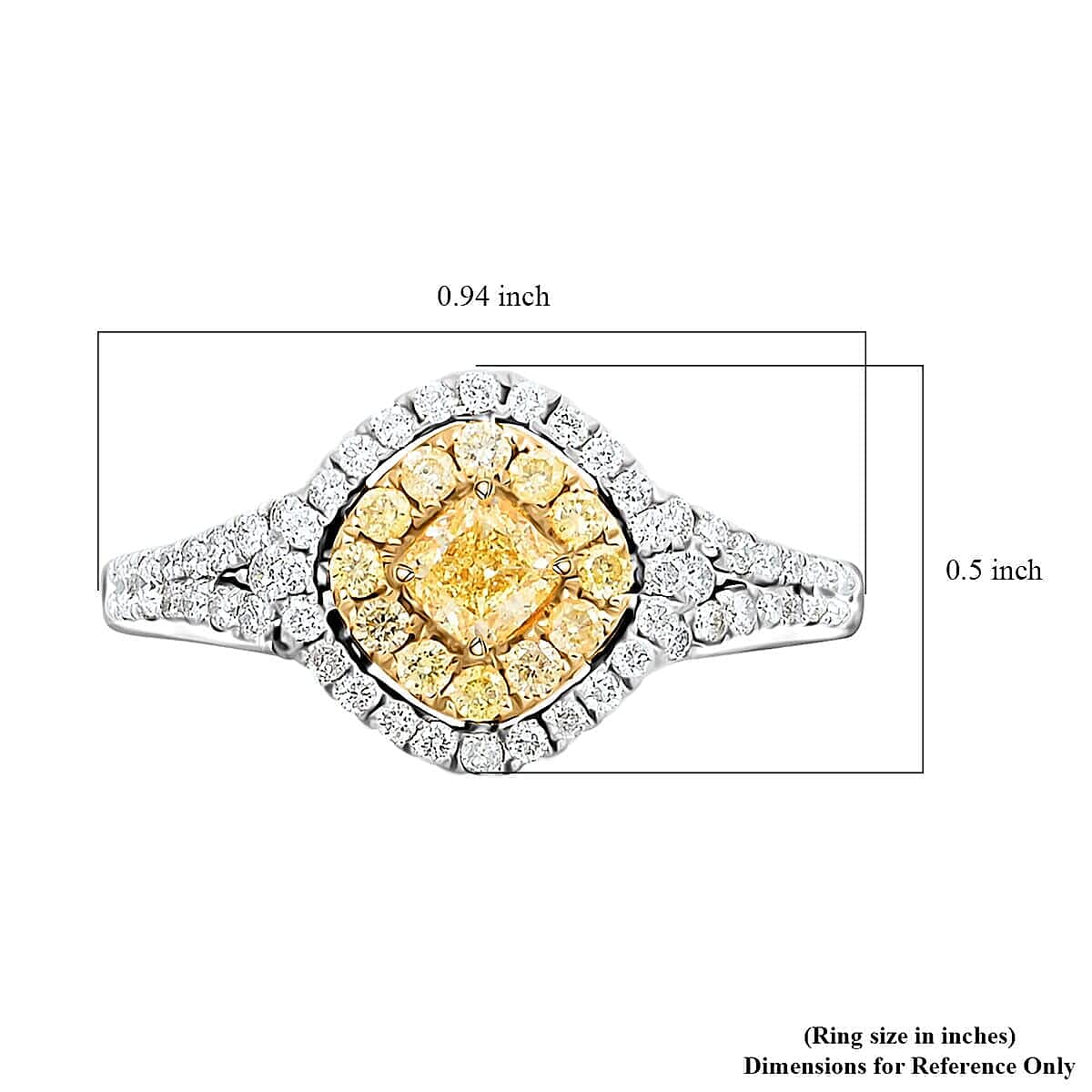 MODANI Collection - 14K White & Yellow Gold  Yellow (SI-I1) & White Diamond (I1-G-H) Ring 1.84 Ct(Resizable 2 down 3 size UP).
