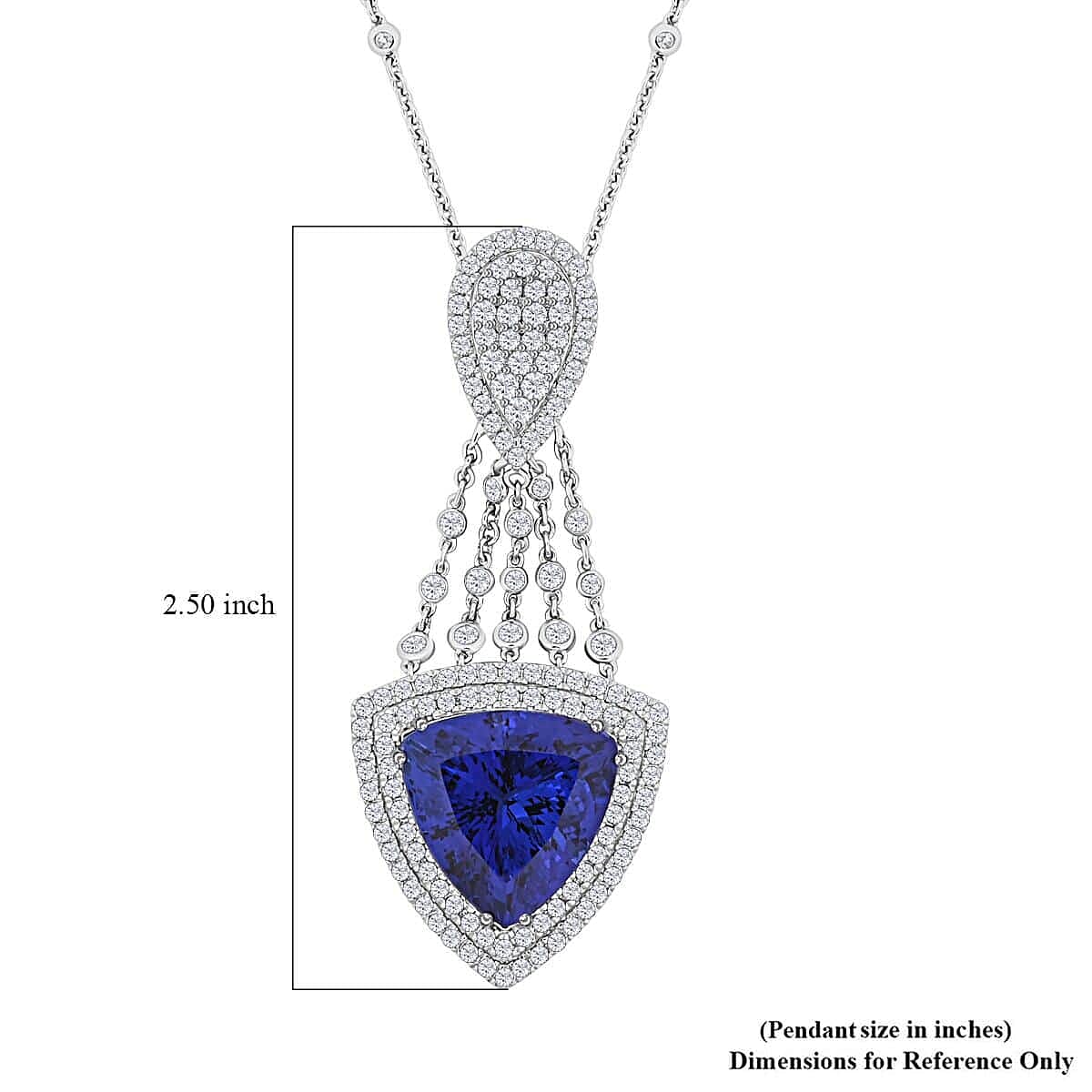 Certified and Appraised RHAPSODY 950 Platinum AAAA Tanzanite, E-F VS Diamond Necklace 22.15 ct.